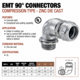 Topaz Lighting 431 Compression 90° EMT Elbow Connector, Zinc Die-Cast