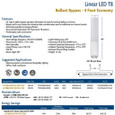 Topaz Lighting L4T8B8 Series 14W 4 Ft Double-Ended Ballast Bypass LED T8 Tube Lamp, Frosted Glass, 120-277V