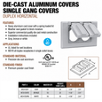 Topaz Lighting Single-Gang Weatherproof Duplex Horizontal Cover, Copper-Free Aluminum