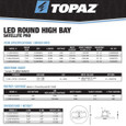 Topaz Lighting Satellite Pro Series 150W LED High Bay Fixture, Aluminum Die-Cast, IP69K, 5000K