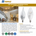 Topaz Lighting Dimmable Blunt-Tip LED Candelabra Lamp, 6.5W 2700K Warm White