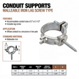 Topaz Lighting Malleable Iron Service Entrance Conduit Support, Lag Screw Type
