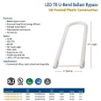 Topaz Lighting LED T8 Frosted U-Tube Bypass Lamp, 4000K, 15.5W, 120-277V