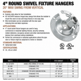 Topaz Lighting 33R Round Flexible Fixture Hanger, 20° Swing Adjustment