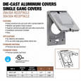 Topaz Lighting WC Single Gang Weatherproof Cover, Die-Cast Aluminum