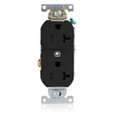 Leviton TCR20-E Commercial Grade Tamper-Resistant Duplex Receptacle, 20-Amp 125-Volt, Black
