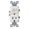 Leviton Duplex AC Combination Receptacle/Switch Device, 1-Pole, 15A