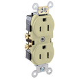 Leviton Commercial Grade Heavy-Duty Narrow Body Tamper and Impact-Resistant Straight Blade Duplex Receptacle, 15A 125V NEMA 5-15R
