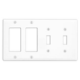 Leviton Painted Metal 4-Gang Combination Wallplate, Tamper-Resistant Device Mount