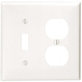Leviton Thermoplastic Nylon 2-Gang Combination Wallplate, Toggle Switch + Duplex Receptacle, Ivory