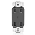 Leviton Smart Chip 4-Port USB Type-A Charging Receptacle, 4.2A-125V