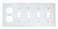 Leviton 5-Gang 4-Toggle 1-Duplex Device Wallplate, 302 Stainless Steel