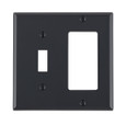 Leviton 80707-E Thermoplastic Nylon Device Mount Standard Size 2-Gang Combination Wallplate 1-GFCI/Decora + 1-Toggle Switch Black