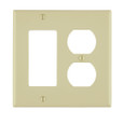 Leviton 80707-E Thermoplastic Nylon Device Mount Standard Size 2-Gang Combination Wallplate 1-GFCI/Decora + 1-Toggle Switch Black