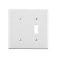 Leviton Thermoplastic Nylon 2-Gang Combination Wallplate, Blank + Toggle, Light Almond