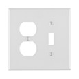 Leviton Thermoplastic Nylon Device Mount Midway-Size 2-Gang Combination Wallplate, Duplex + Toggle