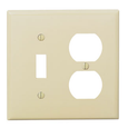 Leviton PJ18-W Thermoplastic Nylon Device Mount Midway Size 2-Gang Combination Wallplate 1-Duplex Device + 1-Toggle Switch White