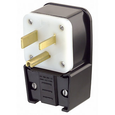Leviton 4-Wire 3-Pole Polarized Angled Industrial Grade Straight Blade Plug, 250V 30A NEMA 15-30P