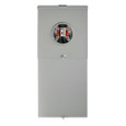 Leviton Outdoor Load Center Meter Combo, Ringless Horn Bypass, NEMA 3R with Main Breaker & Feed-Thru Lugs, 8 Spaces, 22kA