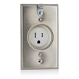 Leviton Specification Grade Tamper-Resistant Single Receptacle, Back or Side Wire, Stainless Steel