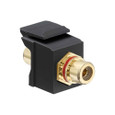 Leviton RCA Feedthrough QuickPort Connector, Gold-Plated, Black Stripe, Light Almond Housing