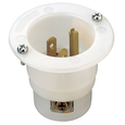 Leviton 15378-C Industrial Grade Flanged Inlet Receptacle, 20A 125V 2-Pole 3-Wire, White