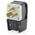 Leviton 3-Pole Angled Industrial Grade Straight Blade Plug, 125/250V, 30A, 3-Phase