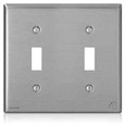 Leviton Antimicrobial Treated Stainless Steel 2-Gang Toggle Wallplate