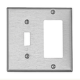 Leviton 2-Gang Combination Wallplate, Stainless Steel