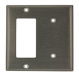 Leviton 2-Gang Combination Wallplate, Stainless Steel