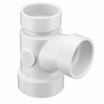 Spears PVC DWV Reducing Sanitary Tee Fitting, Hub x Hub x Hub