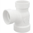 Spears PVC DWV Reducing Sanitary Tee Fitting, Hub x Hub x Hub