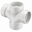 Spears PVC DWV Double Sanitary Tee, Hub x Hub x Hub x Hub