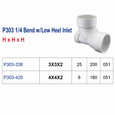 Spears PVC DWV 90° Low Heel Inlet Elbow, Hub x Hub x Hub