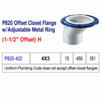 Spears PVC DWV Offset Closet Flange with Adjustable Ring Hub