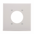 Eaton Locking Power Outlet Wallplate, Two-Gang Mid-Size, Polycarbonate, White