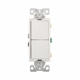 Eaton Decorator Duplex Combination Switch, Auto-Ground, 15A, White