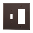 Eaton Two-Gang Mid-Size Combination Wallplate, Toggle/Decorator Cutout, Polycarbonate