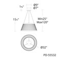WAC Lighting PD-555 Grohle 4-CCT LED Pendant, Aluminum Drum Shade