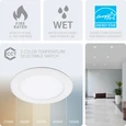 WAC Lighting Lotos 4in 5-CCT Selectable LED Recessed Downlight, 9W 725 Lumens, Wet Location