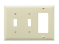 Pass & Seymour Three-Gang 2-Toggle/1-Decorator Combination Wallplate, Nylon