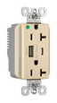 Pass & Seymour PlugTail Hospital Grade USB Charging Receptacle, Type A/C, 20A