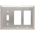 Pass & Seymour Combination Toggle/Decorator 3-Gang Stainless Steel Wallplate