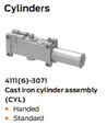 LCN 4111 cast iron cylinder assembly (4111(6)-3071 CYL) — handed and standard configurations, shown as a reference component diagram