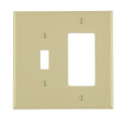 Leviton PJ126-T Thermoplastic Nylon Midway 2-Gang Combination Wallplate, GFCI + Toggle
