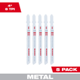 Milwaukee 48-42-5850 4' 8TPI T-Shank Bi-Metal Metal-Cutting Jig Saw Blades, 5-Pack