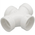 Spears P428-15 1-1/2" PVC DWV Double Sanitary Tee Fitting with Four Hub Connections