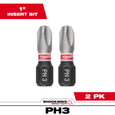 Milwaukee SHOCKWAVE 48-32-4413 Impact Duty 1" Phillips #3 Insert Bits, 2-Pack