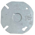 Steel City 3-1/2" Round/Octagon Box Cover, Flat, 1/2" KO