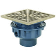 Sioux Chief 842-2PNQ Adjustable PVC Floor Drain with 4" Square Nickel-Bronze Strainer